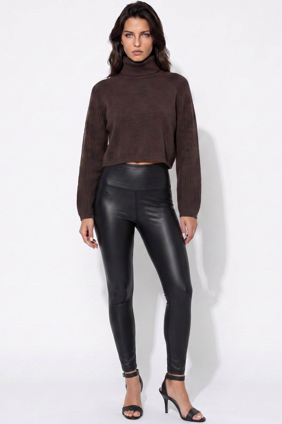 Black High‑Waist Leather‑Look Leggings – product image 1 of 2
