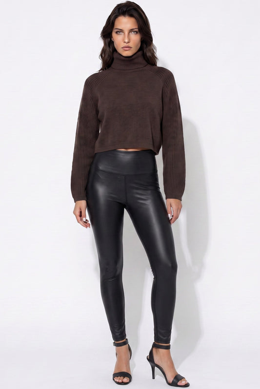 Black High‑Waist Leather‑Look Leggings – product image 1 of 2