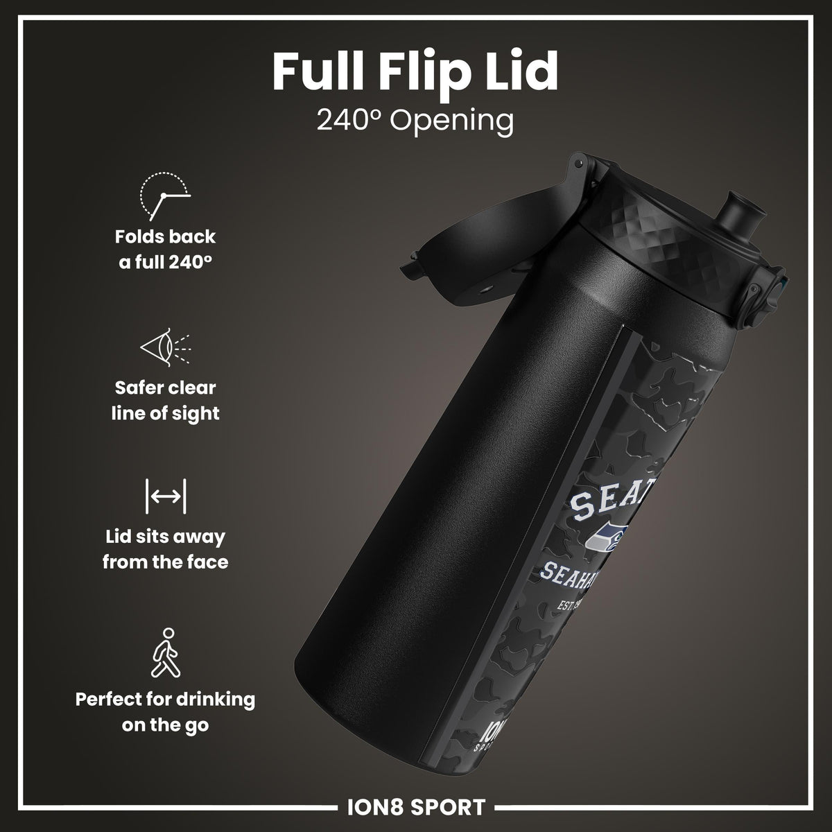 NFL x ION8 Insulated Steel Water Bottle, NFL Seahawks, 750ml (24oz) – product image 4 of 7