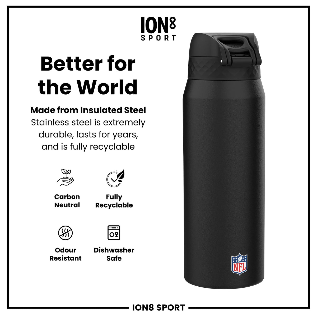 NFL x ION8 Insulated Steel Water Bottle, NFL Seahawks, 750ml (24oz) – product image 5 of 7