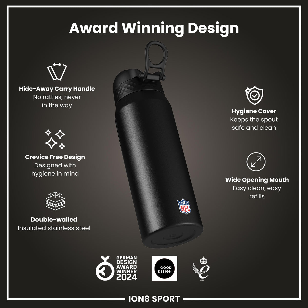 NFL x ION8 Insulated Steel Water Bottle, NFL Seahawks, 750ml (24oz) – product image 6 of 7