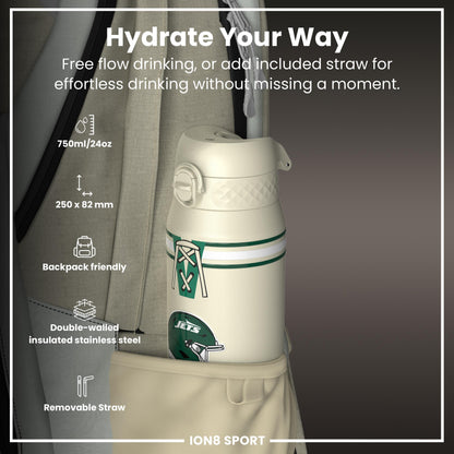 NFL x ION8 Insulated Steel Water Bottle, NFL Jets, 750ml (24oz) – product image 2 of 7
