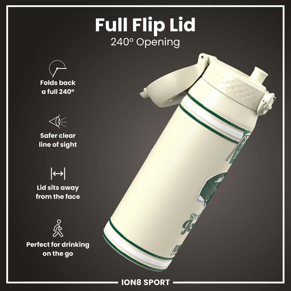 NFL x ION8 Insulated Steel Water Bottle, NFL Jets, 750ml (24oz) – product image 4 of 7