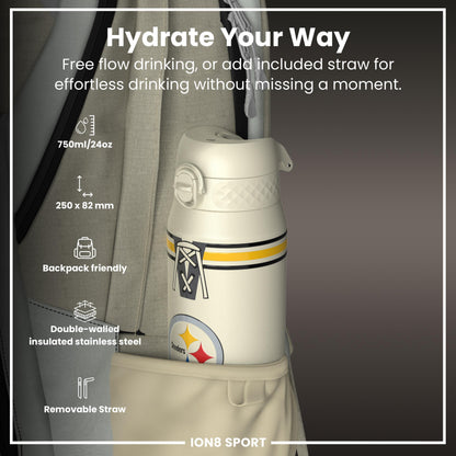 NFL x ION8 Insulated Steel Water Bottle, NFL Steelers, 750ml (24oz) – product image 2 of 7