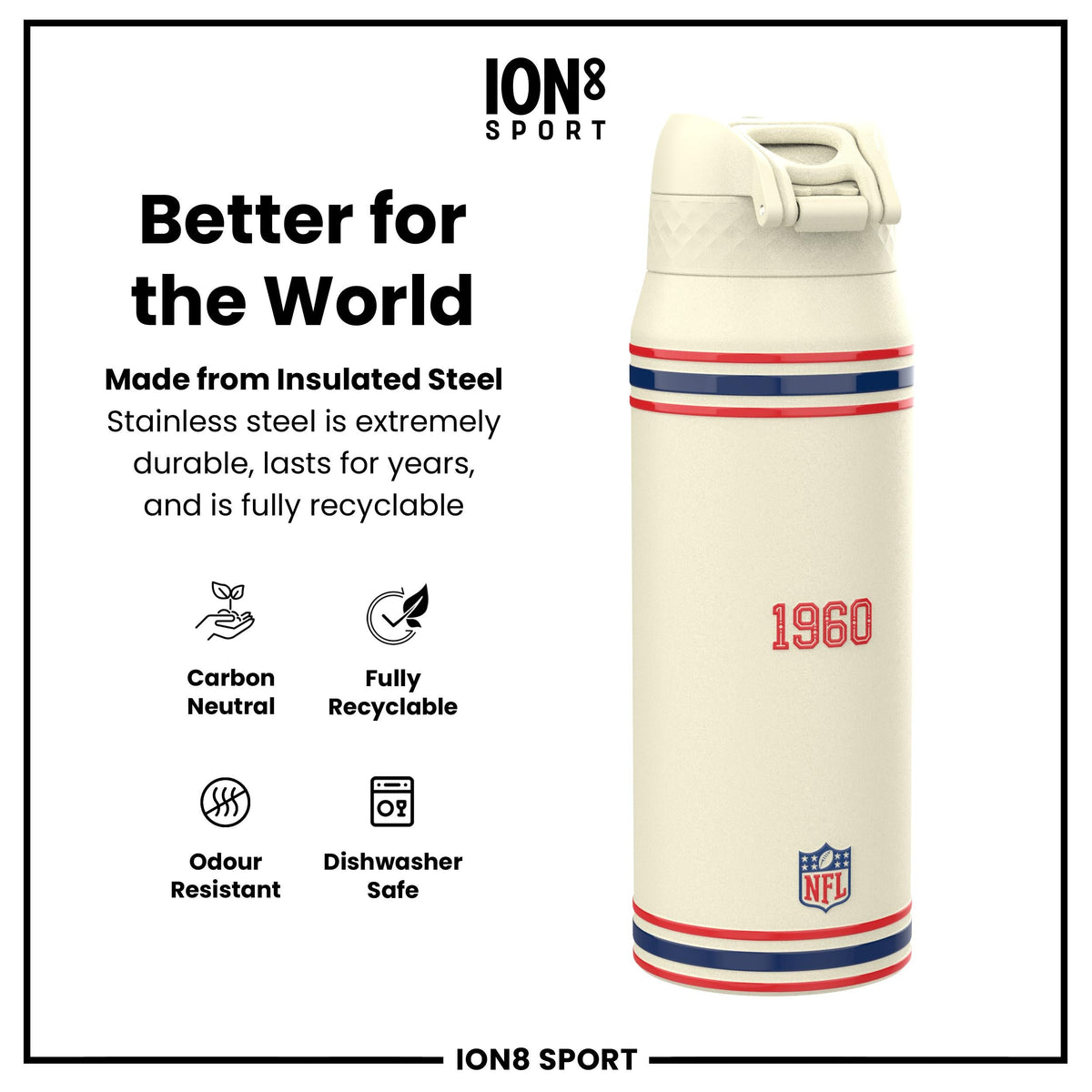 NFL x ION8 Insulated Steel Water Bottle, NFL Titans, 750ml (24oz) – product image 5 of 7