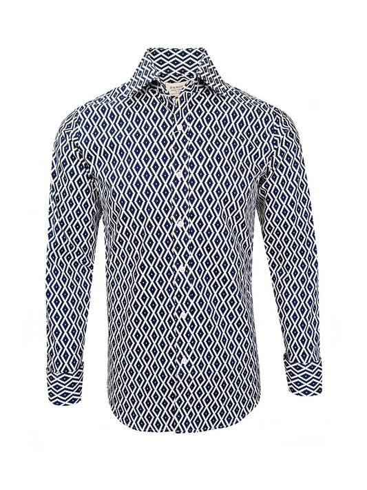 Navy Diamond Chevron Print Shirt – product image 1