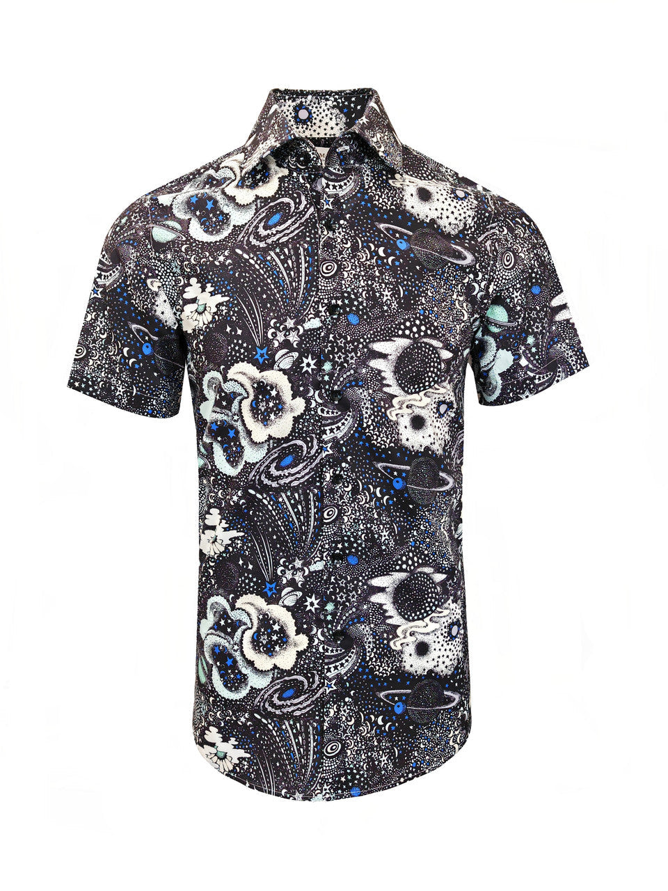 Black and White Floral Print Short Sleeves Shirt – product image 1 of 3