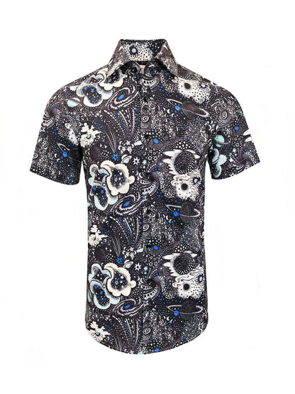 Black and White Floral Print Short Sleeves Shirt – product image 1 of 3