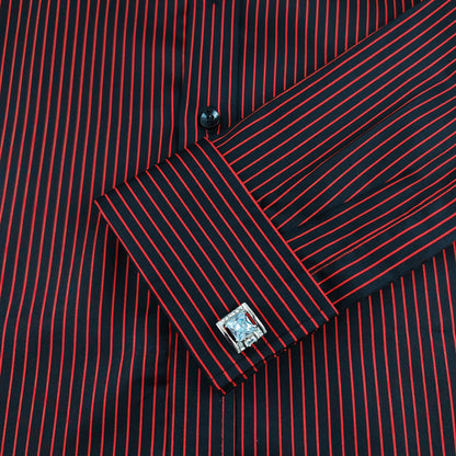Men's Slim Fit Black & Red Striped Shirt – product image 3