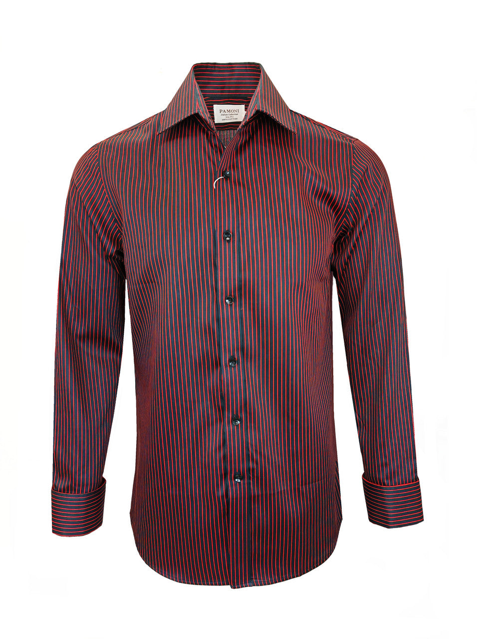 Men's Slim Fit Black & Red Striped Shirt – product image 1