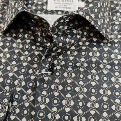 Men’s Black & White Geometric Print Slim Fit Shirt – 100% Cotton – product image 3