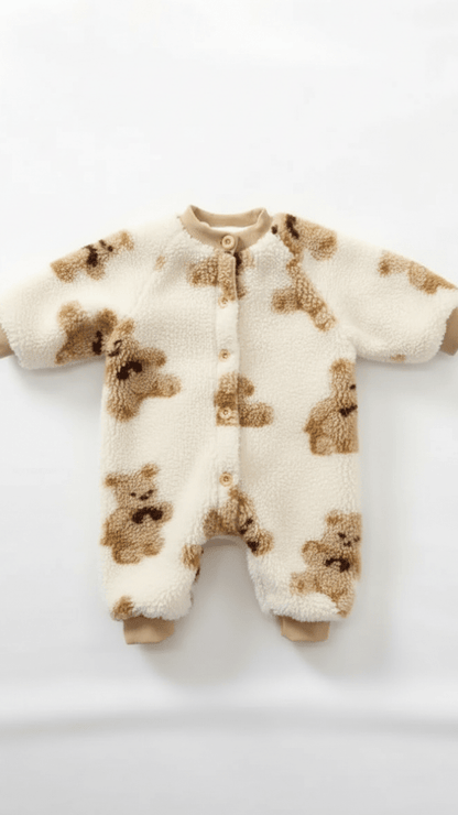 Bear Fleece Romper Cream or Brown – product image 5 of 9