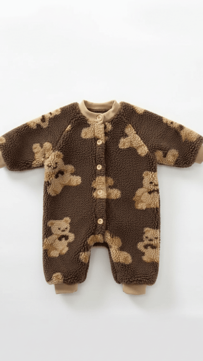 Bear Fleece Romper Cream or Brown – product image 4 of 9
