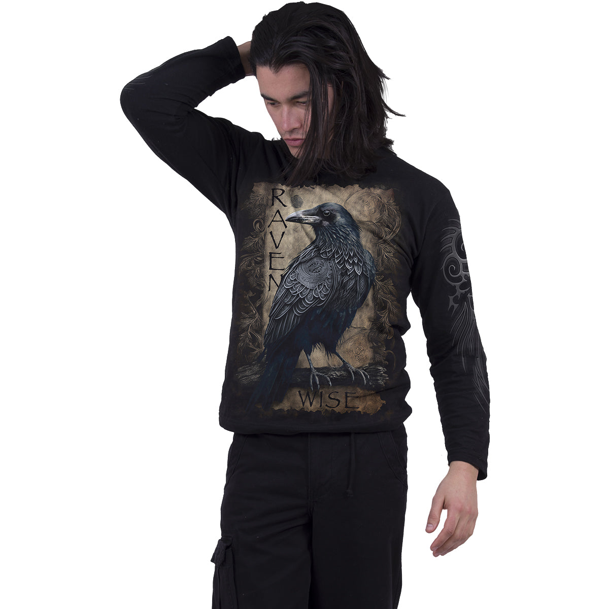 Raven Wise Black Long-Sleeve T-Shirt – product image 3