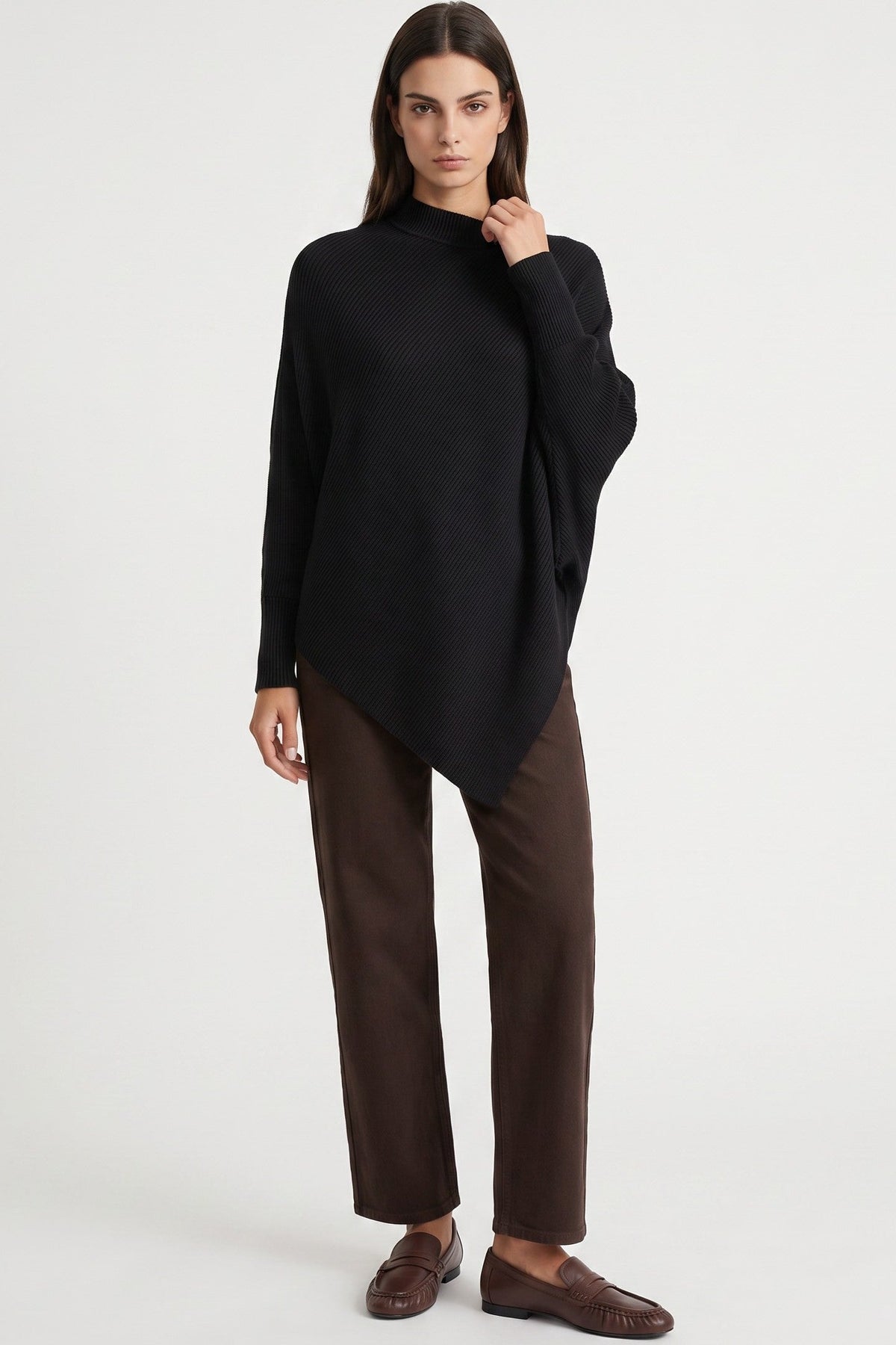 Black Ribbed High Neck Jumper – product image 1 of 4