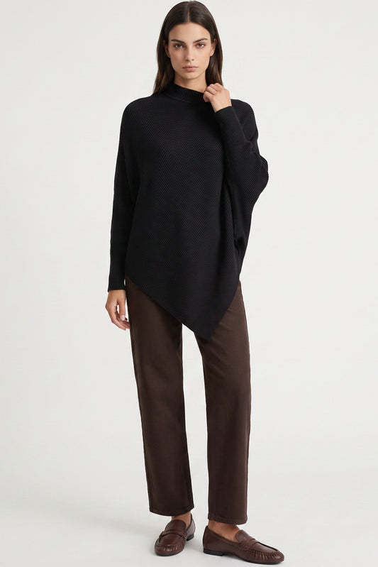 Black Ribbed High Neck Jumper – product image 1 of 4