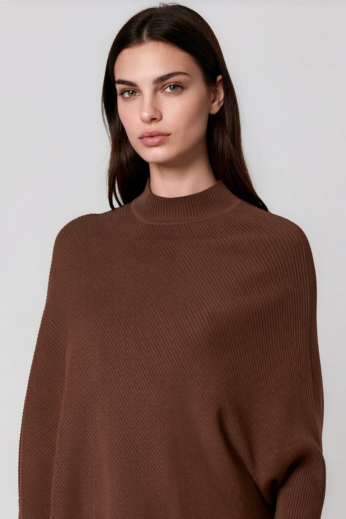 Brown Ribbed High Neck Jumper – product image 2 of 3