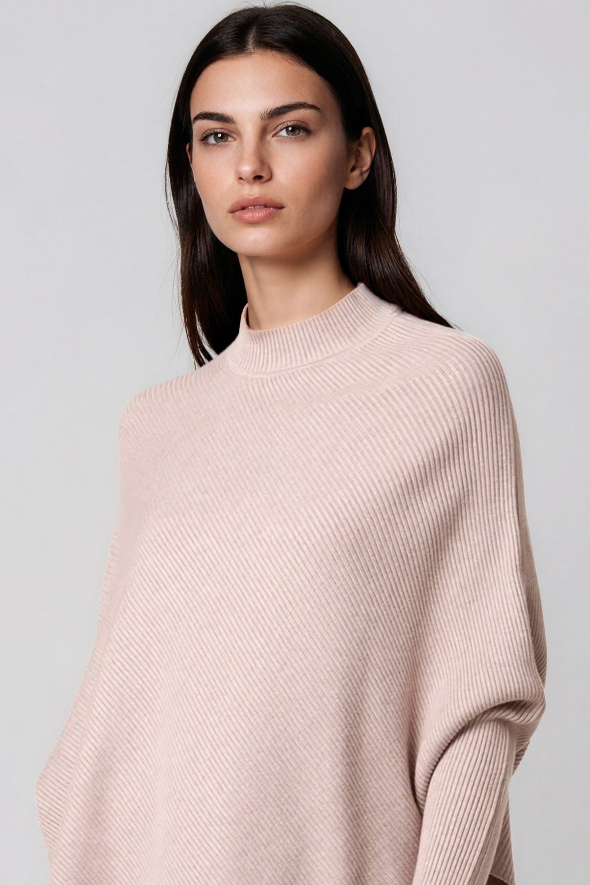 Beige Ribbed High Neck Jumper – product image 2 of 3