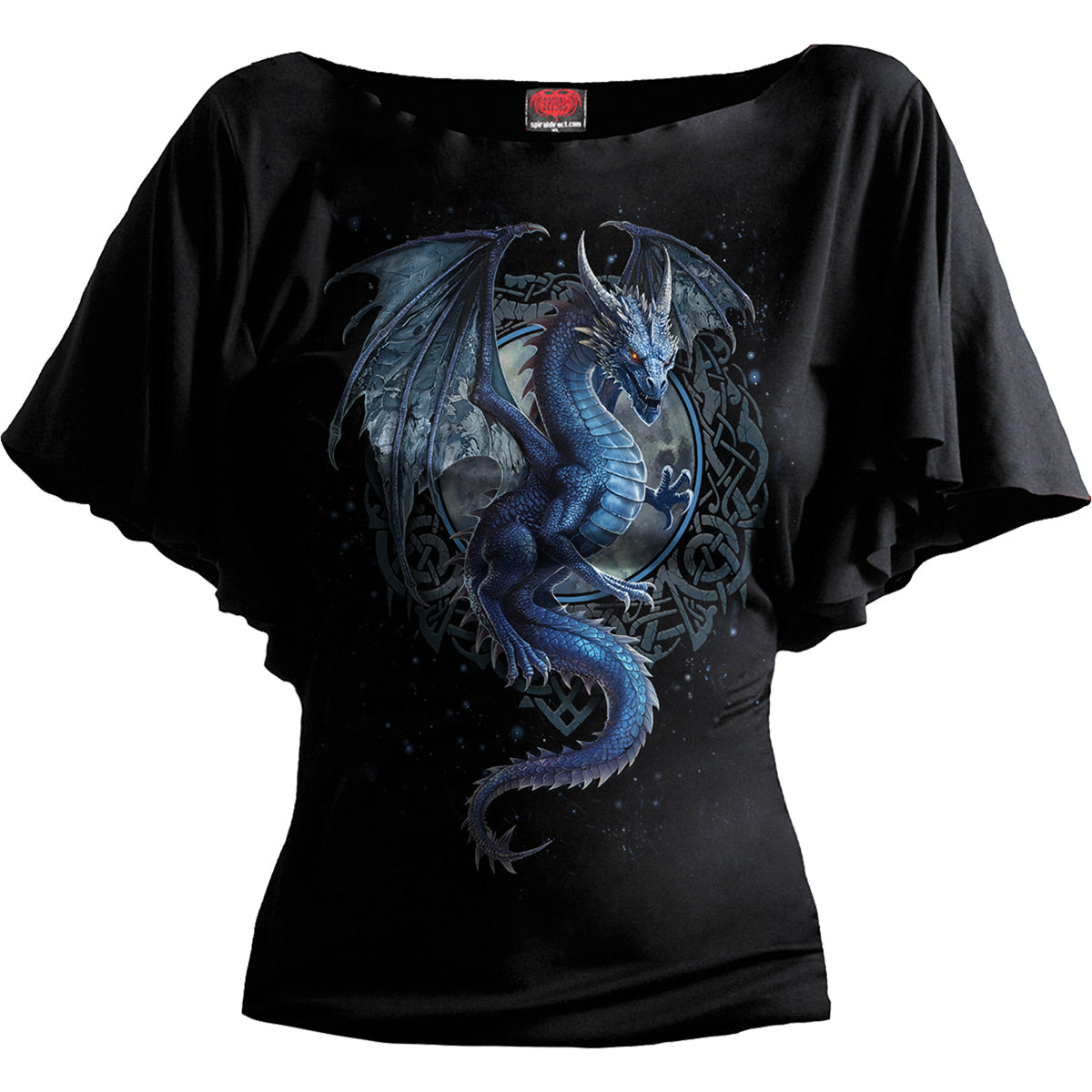 STORM DRAGON - Boat Neck Bat Sleeve Top Black – product image 1