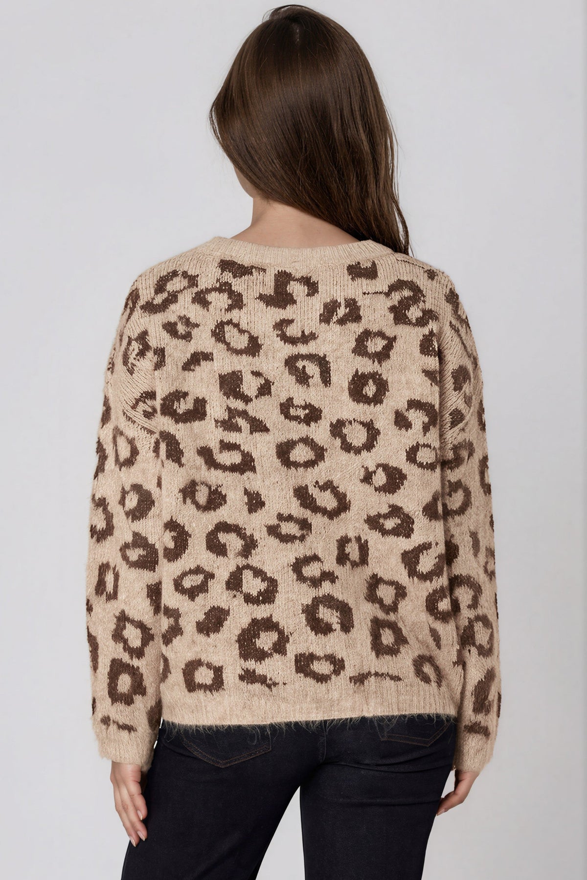 Beige Leopard Pattern Wool‑Blend Knit Jumper – product image 3 of 3