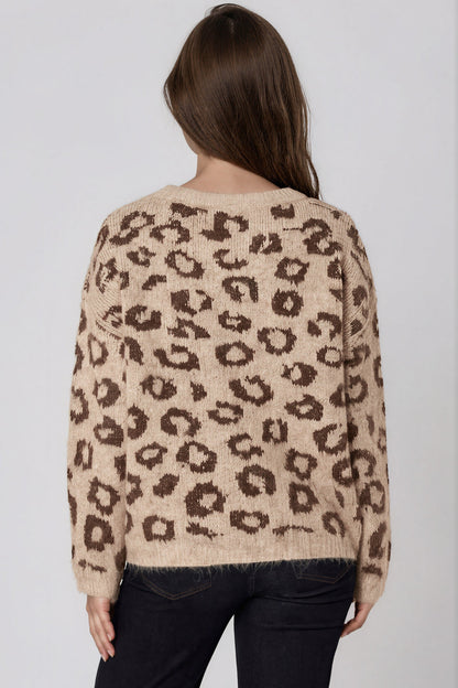 Beige Leopard Pattern Wool‑Blend Knit Jumper – product image 3 of 3