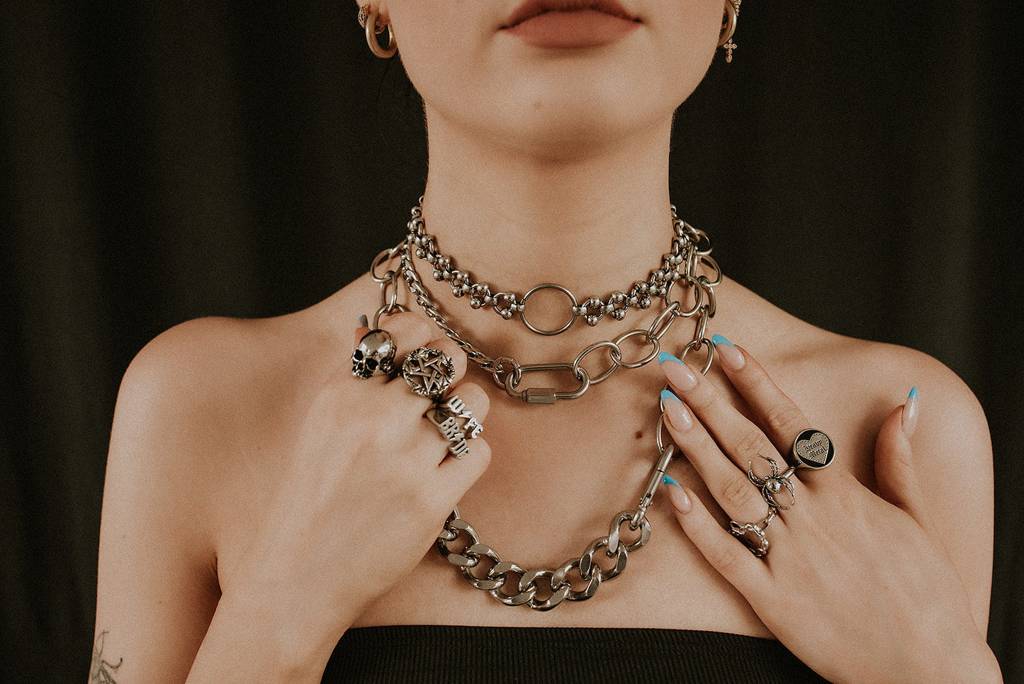 Anarchy Stainless Steel Multi-Chain Necklace – product image 3