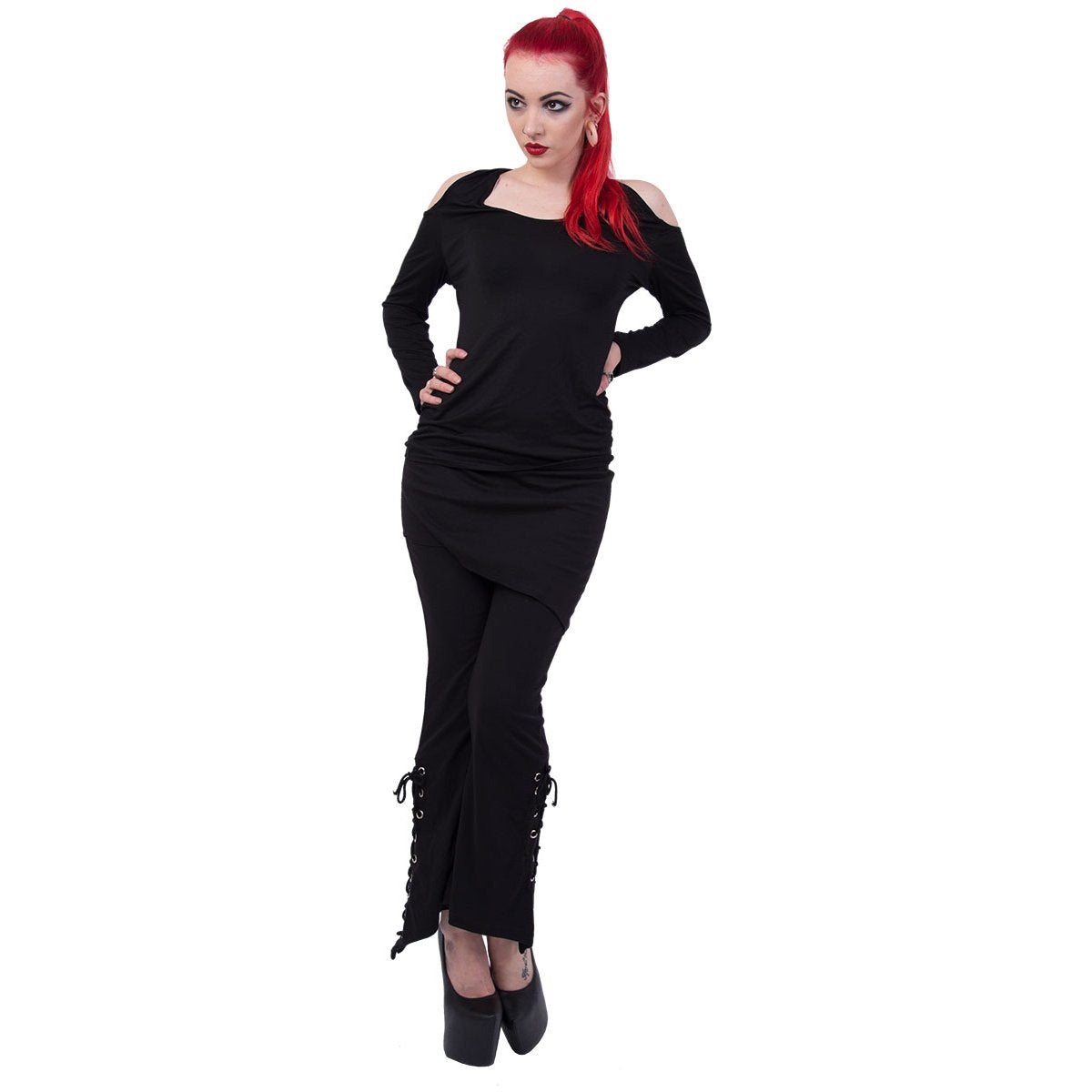URBAN FASHION - 2in1 Boot-Cut Leggings with Micro Slant Skirt – product image 3 of 3
