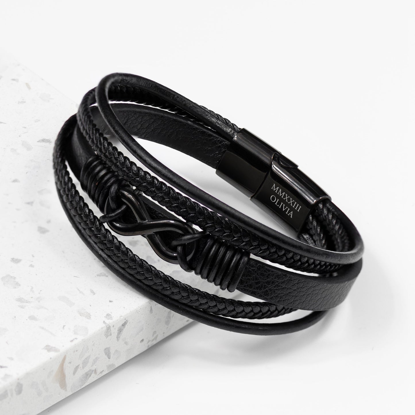 Personalised Men’s Infinity Leather Bracelet – product image 1