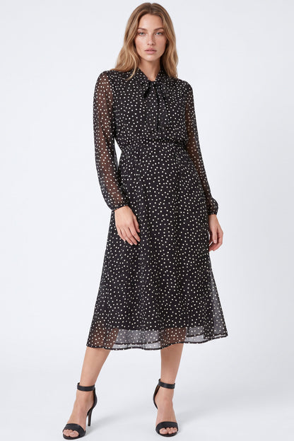 Black Polka Dot Midi Dress – product image 1 of 3
