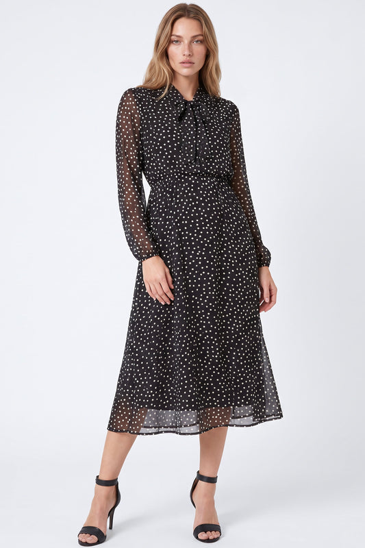 Black Polka Dot Midi Dress – product image 1 of 3