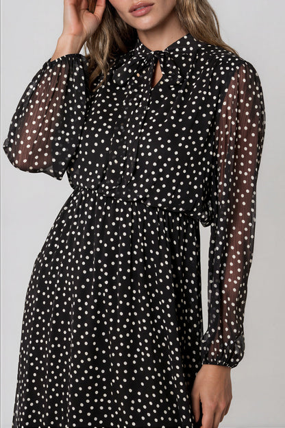Black Polka Dot Midi Dress – product image 2 of 3