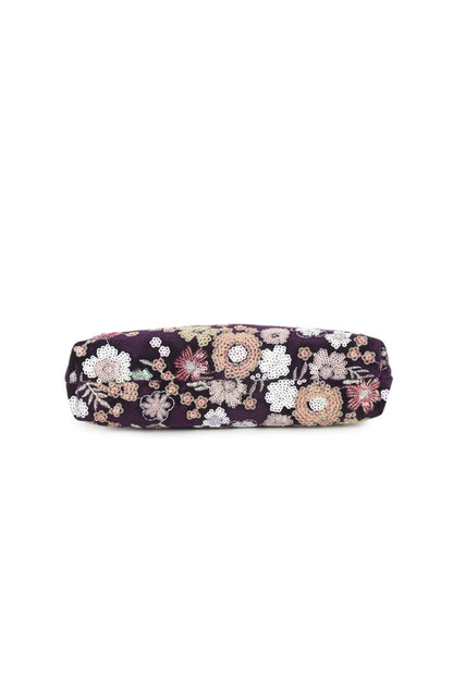 Purple Floral Embellished Velvet Clutch Bag – product image 3 of 3