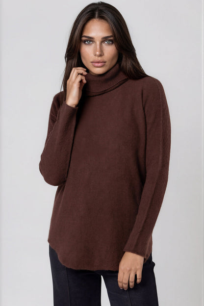 Brown Roll Neck Soft Knit Jumper – product image 1 of 3