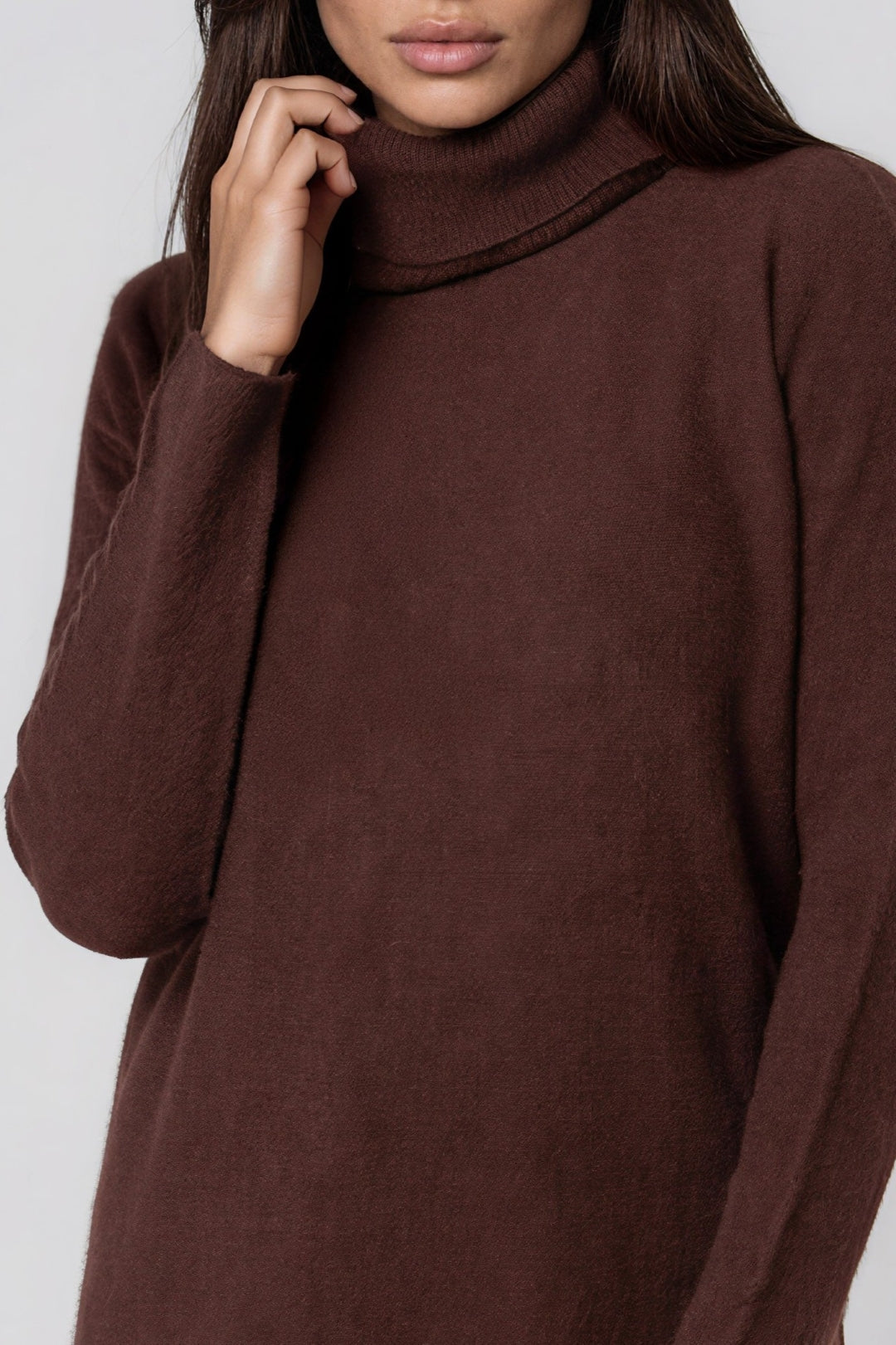 Brown Roll Neck Soft Knit Jumper – product image 2 of 3