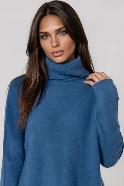 Dark Denim Roll Neck Soft Knit Jumper – product image 2 of 3