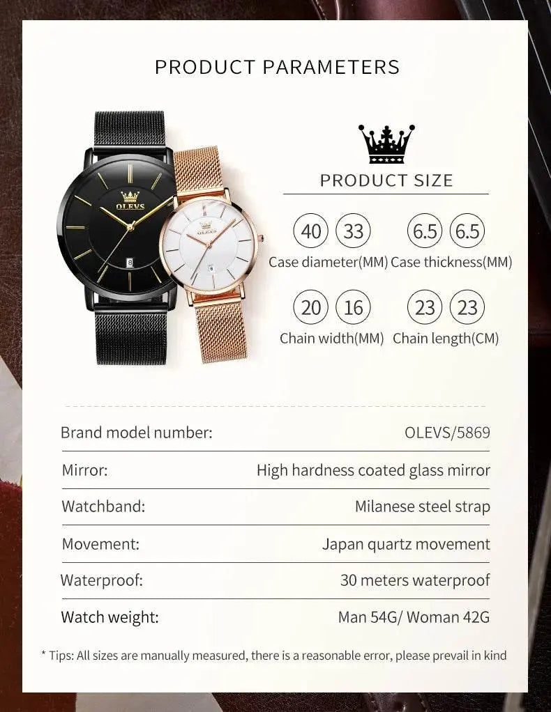 Simplicity Mesh Belt Couple Watches – product image 5 of 10
