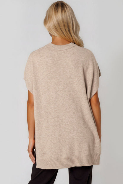 Beige Embellished Short Sleeve Knit Jumper – product image 3 of 3