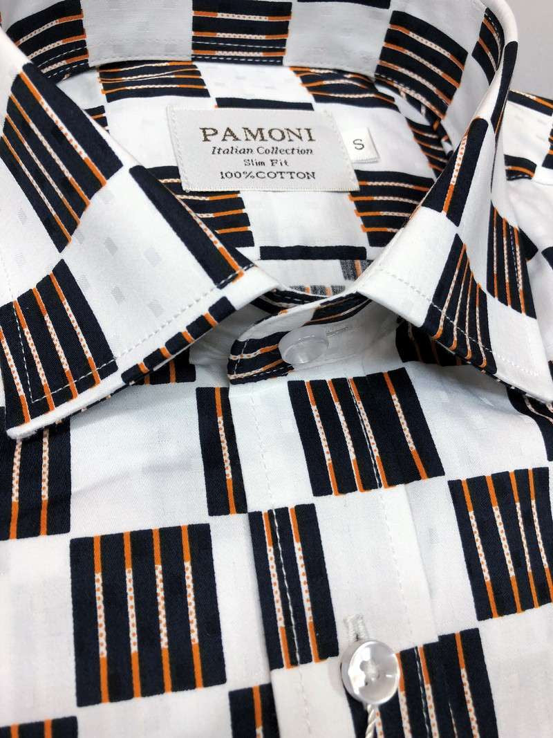 White Black/orange Square Slim Fit Shirt – product image 2 of 2