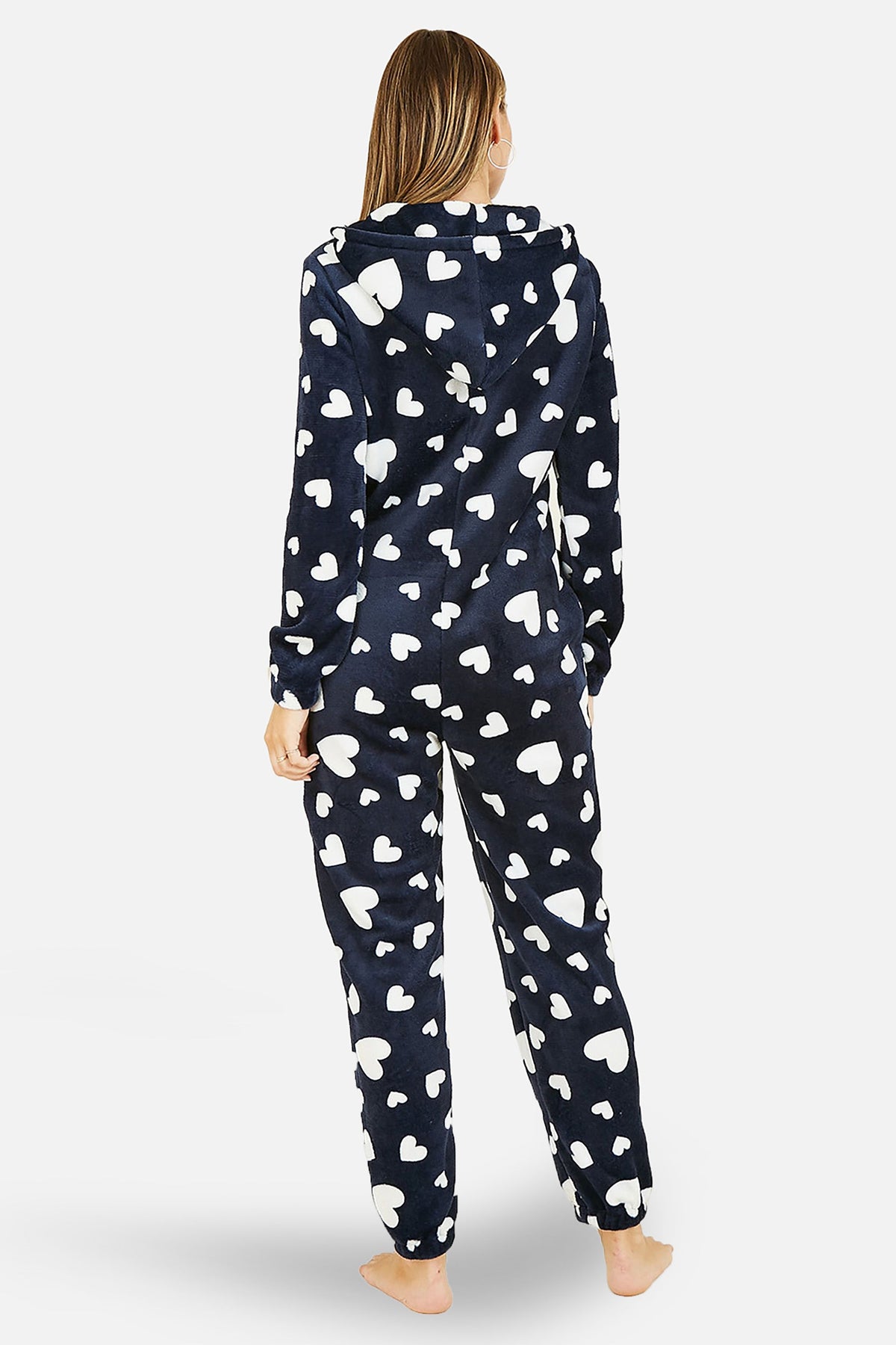 Yumi Navy Heart Super Soft Onesie With Pockets – product image 3