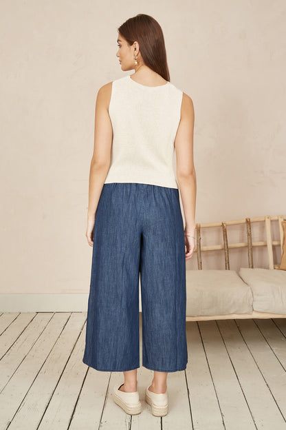 Yumi Blue Chambray Denim Culottes – product image 3 of 3