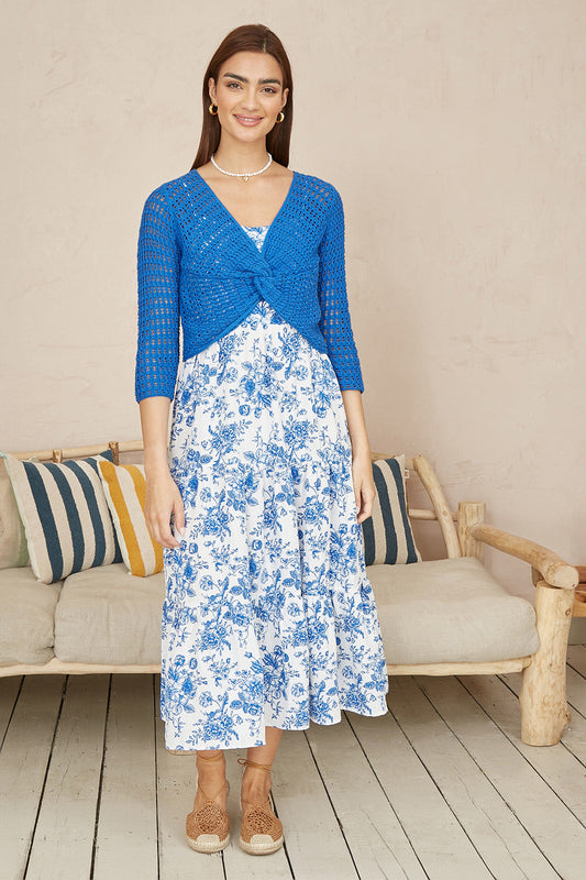 Yumi Blue Cotton Crochet Knitted Top – product image 2