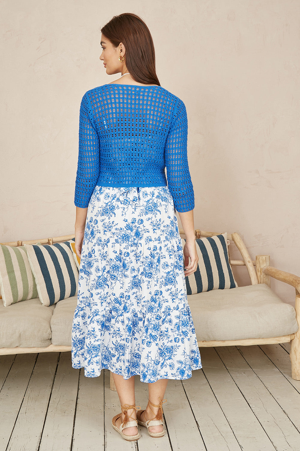 Yumi Blue Cotton Crochet Knitted Top – product image 3