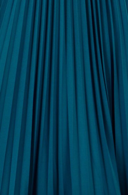 Yumi Teal Stretch Wrap Pleated Midi Dress – product image 6