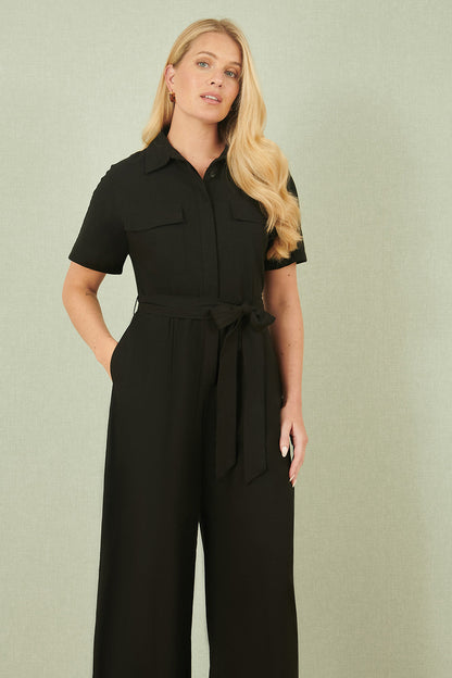 Yumi Black Utility Relaxed Fit Jumpsuit – product image 2 of 5