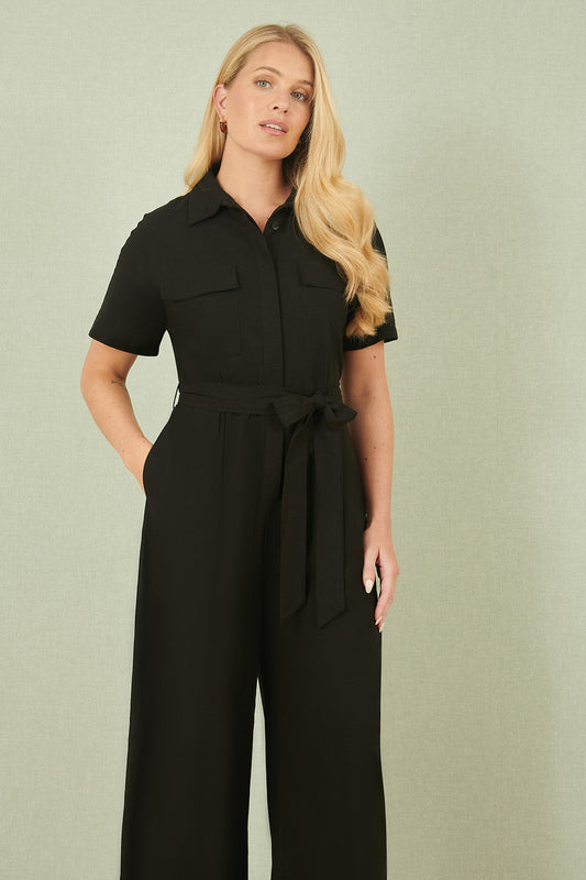 Yumi Black Utility Relaxed Fit Jumpsuit – product image 2 of 5