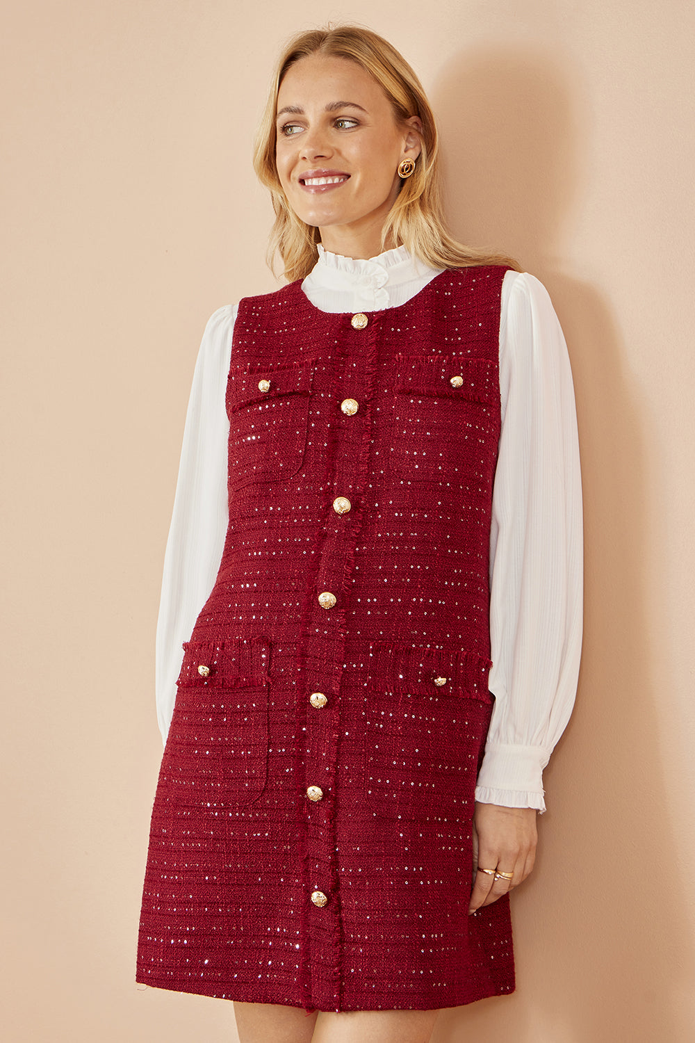 Yumi Burgundy Boucle Tunic Dress – product image 6 of 7