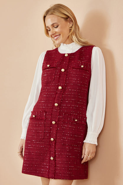 Yumi Burgundy Boucle Tunic Dress – product image 1 of 7