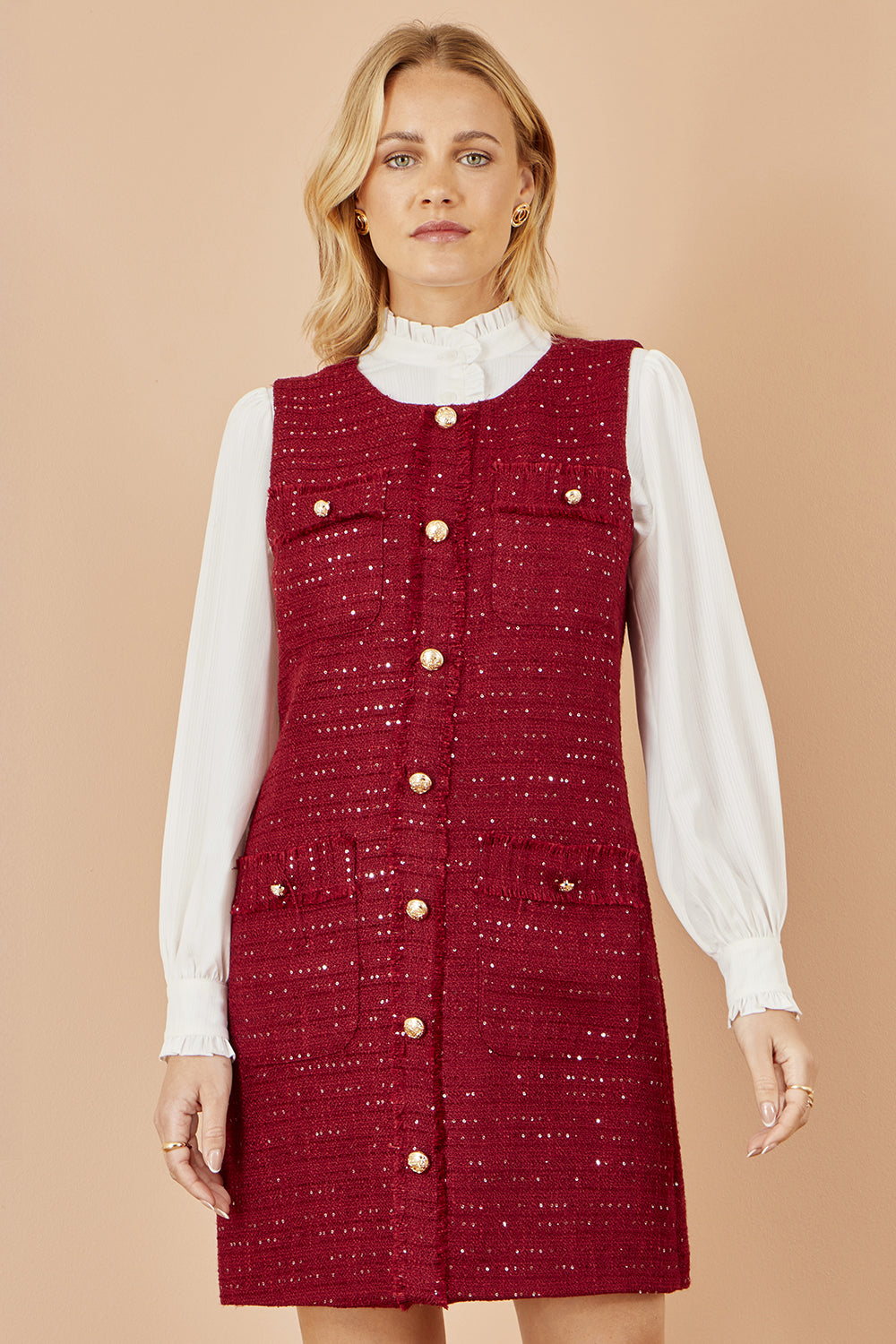 Yumi Burgundy Boucle Tunic Dress – product image 5 of 7