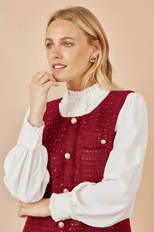 Yumi Burgundy Boucle Tunic Dress – product image 2 of 7