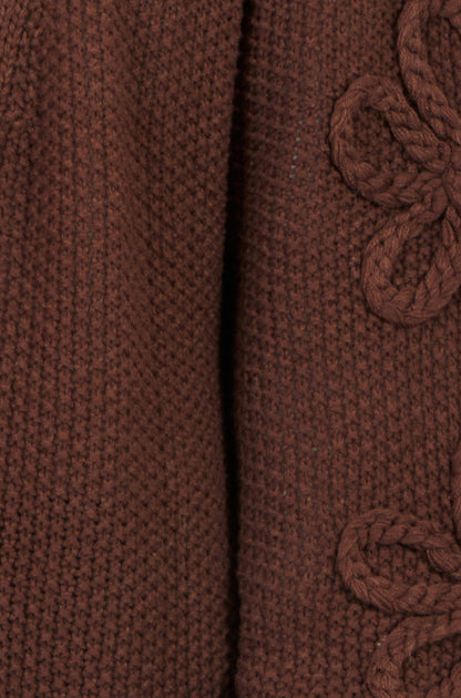 Yumi Brown Cardigan With Flower Detail Sleeves – product image 6 of 6